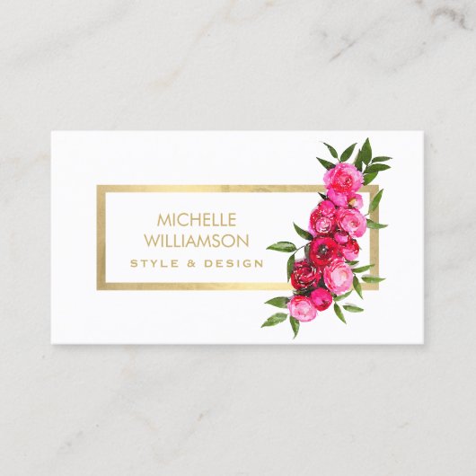 Luxe Aquarell Rose Gold/Weiß Visitenkarte (Vorderseite)