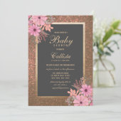 Luxe Aquarellblüten: Moderne Babydusche Einladung (Stehend Vorderseite)