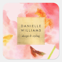 Luxe Aquarellfarben Rosa Florals mit Imitate Gold 