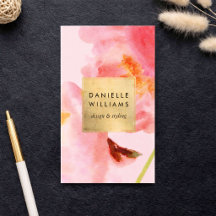 Luxe Aquarellfarben Rosa Florals mit Imitate Gold 