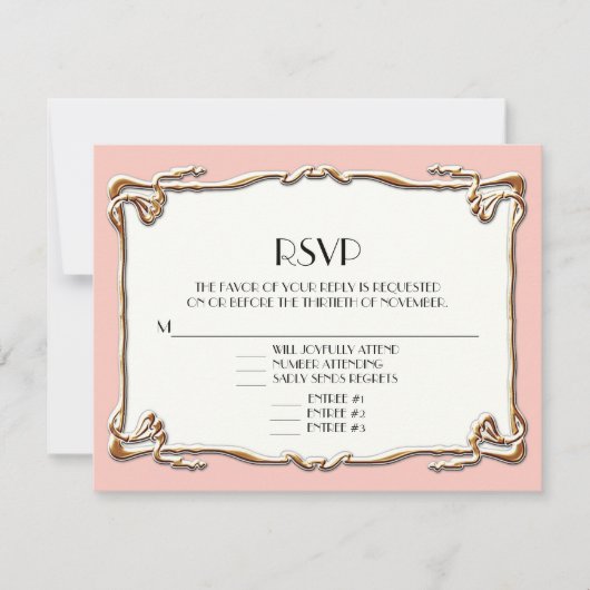 Luxe Art Deco Nouveau Gatsby Style Gold Menü RSVP Karte (Vorderseite)