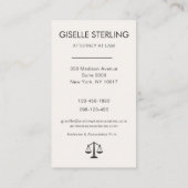 Luxe Attorney at Law Neutral Professional Photo Visitenkarte (Rückseite)