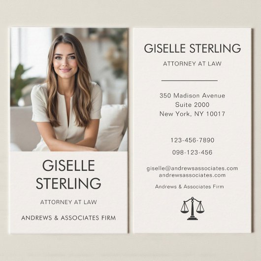 Luxe Attorney at Law Neutral Professional Photo Visitenkarte