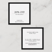 Luxe B&W Rabatt der Minimalistischen modernen Quadratische Visitenkarte (Vorne/Hinten)