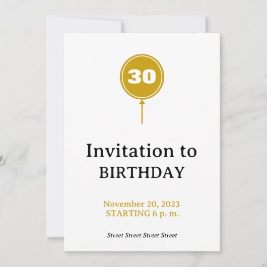 Luxe Balloon Birthday Invite Einladung (Vorderseite)