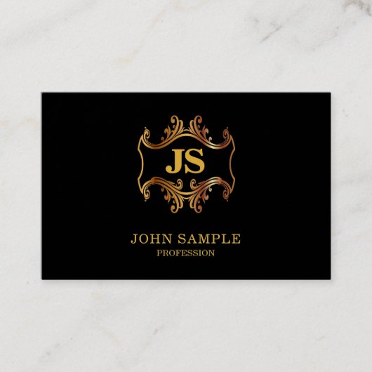 Luxe Berufliche Elegante Schwarze Gold Klassik Loo Visitenkarte (Vorderseite)