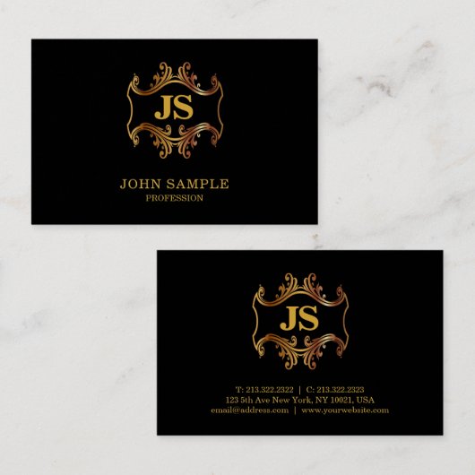 Luxe Berufliche Elegante Schwarze Gold Klassik Loo Visitenkarte