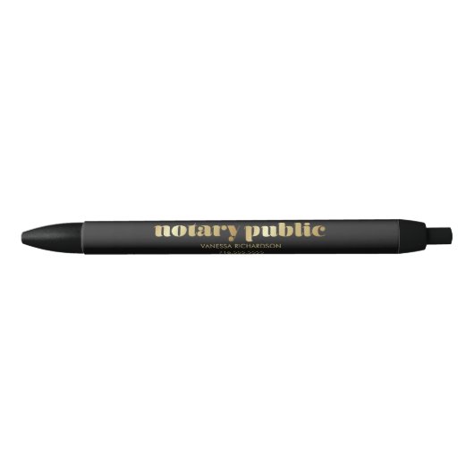 Luxe Black and Gold Business Promo Notary Public Kugelschreiber (Vorderseite)