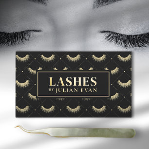 Luxe Black and Gold Lash Stylist Business Card Visitenkarte
