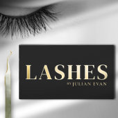 Luxe Black and Gold Lash Technician Business Card Visitenkarte