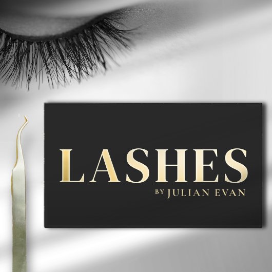 Luxe Black and Gold Lash Technician Business Card Visitenkarte