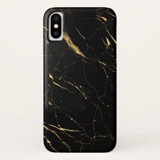 Luxe Black and Gold Marmor Case-Mate iPhone Hülle (Rückseite)
