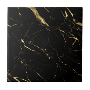 Luxe Black and Gold Marmor Fliese
