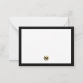 Luxe Black and Gold Monogram Business Note Card Mitteilungskarte (Rückseite)