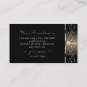 Luxe Black Beige Squiggles Sparkle Jewels Initials Visitenkarte (Rückseite)
