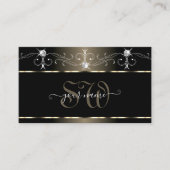 Luxe Black Beige Squiggles Sparkle Jewels Initials Visitenkarte (Vorderseite)