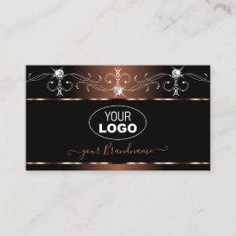 Luxe Black Brown Squiggles Sparkle Jewels Logo hin Visitenkarte