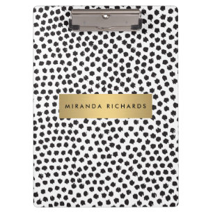 Luxe Black Confetti Dots II mit Gold Bar Klemmbrett