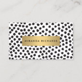 Luxe Black Confetti Dots II mit Gold Bar Visitenkarte (Vorderseite)