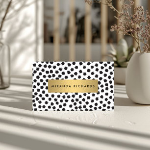Luxe Black Confetti Dots II mit Gold Bar Visitenkarte