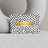 Luxe Black Confetti Dots II mit Gold Bar Visitenkarte