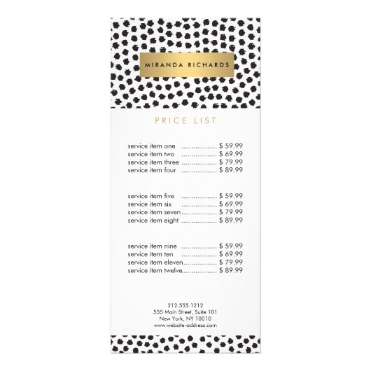 Luxe Black Confetti Dots II mit Gold Bar Werbekarte (Vorne)