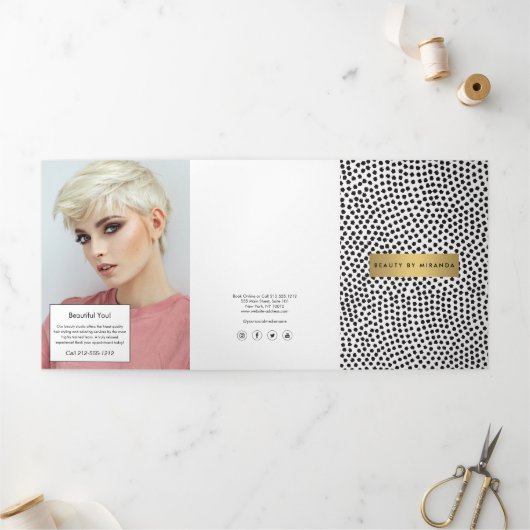 Luxe Black Confetti Dots mit Gold Bar Broschüre (Außenbereich)