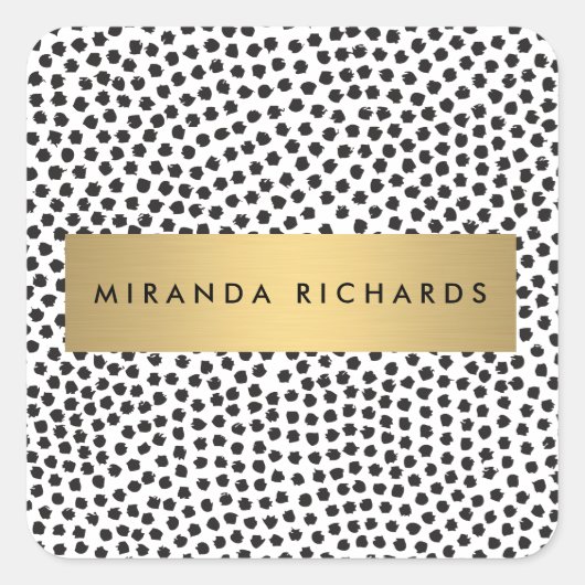 Luxe Black Confetti Dots mit Gold Bar Stickers (Vorderseite)