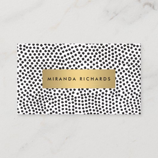 Luxe Black Confetti Dots mit Gold Bar Visitenkarte (Vorderseite)