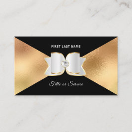 Luxe Black Foil White Bow Kristall Diamond Visitenkarte