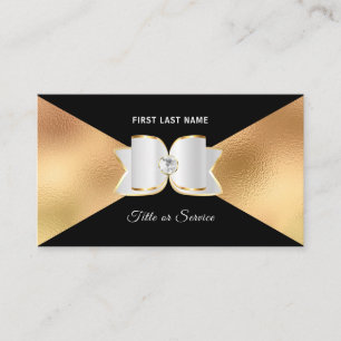 Luxe Black Foil White Bow Kristall Diamond Visitenkarte