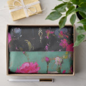 Luxe Black Gold Corset Pink Floral Decoupage Seidenpapier (Geschenk)