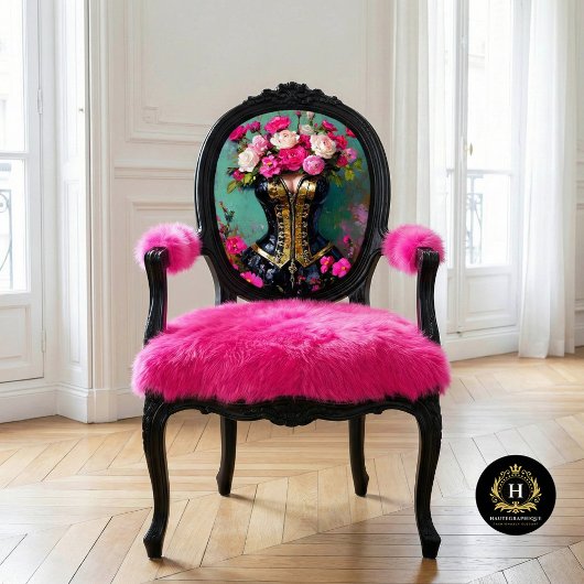 Luxe Black Gold Corset Pink Floral Decoupage Seidenpapier