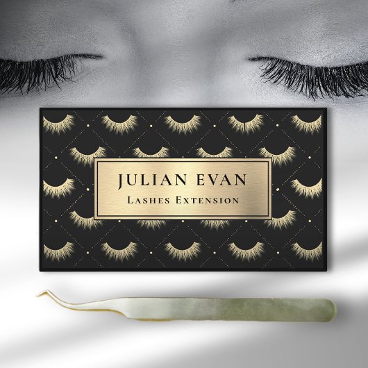Luxe Black Gold Eyelash Stylist Business Card Visitenkarte