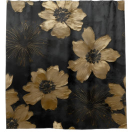 Luxe Black Gold Floral Wohngestaltung Duschvorhang