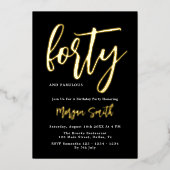 Luxe Black Gold Foil Elegant 40. Geburtstag Folieneinladung (Vorderseite)