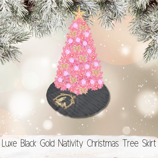 Luxe Black Gold Krippe Weihnachten Polyester Weihnachtsbaumdecke