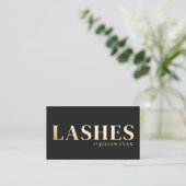 Luxe Black Gold Lash Technician Business Card Visitenkarte (Stehend Vorderseite)
