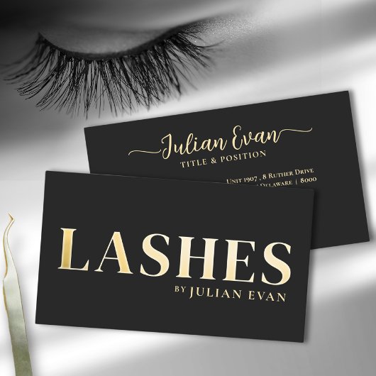 Luxe Black Gold Lash Technician Business Card Visitenkarte