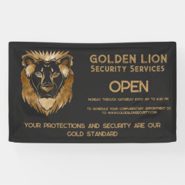 Luxe Black Gold Lion Business Logo Open Banner
