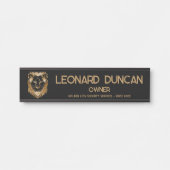 Luxe Black Gold Lion Business Logo Tagline Türschild (Vorderseite )