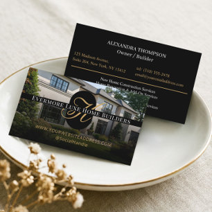 Luxe Black Gold Monogramm Bauunternehmer Geschäfts Visitenkarte