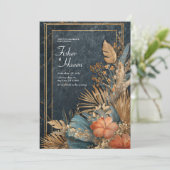 Luxe Black Marble & Gold Tropical VIP Hochzeit Einladung (Stehend Vorderseite)