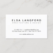 Luxe Black Marble II Architektur, Interior Design Visitenkarte (Rückseite)