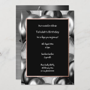 LUXE BLACK METALLIC BALLOON INVITATION EINLADUNG