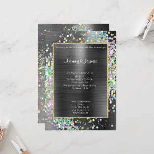 LUXE BLACK METALLIC HOLOGRAPHIC PASTEL WEDING EINLADUNG