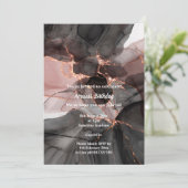 LUXE BLACK PINK CHIFFON PARTY EINLADUNG (Stehend Vorderseite)