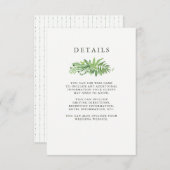 Luxe Blätter Grüne botanische Hochzeitgäste Detail Begleitkarte (Vorne/Hinten)