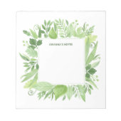 Luxe Blätter | Grüner botanischer Rahmen Notizblock (Vorderseite)