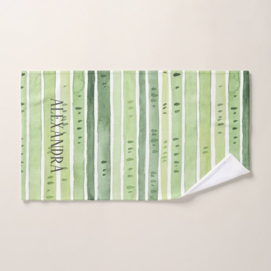 Luxe Blätter | grünes Botanicals und Monogramm Badhandtuch Set (Handtuch)